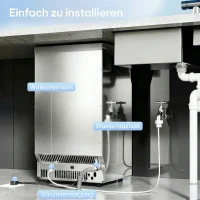 HOMCOM Gewerbliche Eismaschine, 45 kg/24 Std., Edelstahl, Unterbau oder freistehend, Silber(m-7)