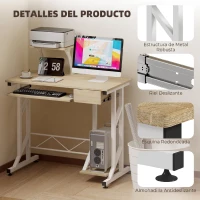 HOMCOM Mesa de Escritorio Mesa de Estudio con Bandeja de Teclado y Cajón Mesa de Ordenador para Despacho 90x50x100 cm Roble(m-5)