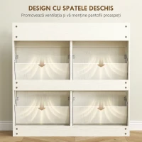 HOMCOM Dulap de Pantofi Slim din Lemn cu 4 Sertare Rabatabile și 2 Sertare Glisante, 98x19,2x95,3 cm, Alb(m-7)