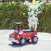 AIYAPLAY Carro Andador para Crianças com Desenho de Camião de Bombeiros 3 Luzes Música e Compartimento de Arrumação 49x24x42 cm Vermelho(m-10)