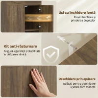 HOMCOM Dulap Masă de Călcat Pliabil cu Suport pentru Fier și Haine cu Compartiment Deschis, 154x55x87 cm, Maro(m-7)