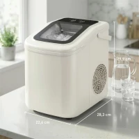 HOMCOM Tragbare Eiswürfelmaschine mit Selbstreinigung, Eisschaufel & Korb, 12 kg/24 Std., Beige(m-3)