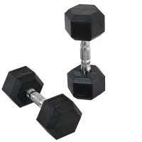 HOMCOM Set di Manubri Palestra, 2x8 kg, con Impugnatura Antiscivolo, Allenamento Forza Fitness Casa, Nero(m-11)
