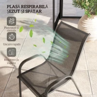 Outsunny Set 4 Scaune de Grădină Stivuibile din Oțel și Țesătură de Plasă Respirabilă, 54x71x93 cm, Negru(m-5)