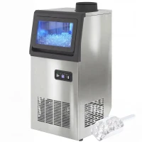 HOMCOM Gewerbliche Eismaschine, 45 kg/24 Std., Edelstahl, Unterbau oder freistehend, Silber(m-11)