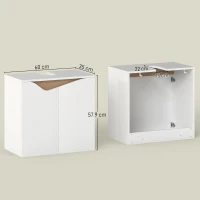 HOMCOM Waschbeckenunterschrank, Badezimmer Unterschrank mit Soft-Close-Türen, Weiß, 60 x 35 x 57,9 cm(m-3)