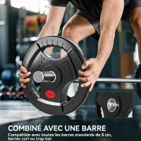 SPORTNOW Set di Dischi Pesi 20 kg con Foro da 5 cm e 3 Impugnature, Acciaio con Rivestimento in Plastica, Nero(m-4)