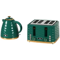 HOMCOM 2-in-1 Toaster und Wasserkocher Set, 7 Bräunungsstufen, Auftau- und Aufwärmfunktion, Grün(m-11)