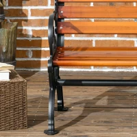 Outsunny Bancă de Grădină pentru 2 Persoane din Lemn și Aluminiu cu Lamele și Brațe, 120x64x79cm, Teak(m-7)