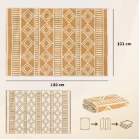 Outsunny Outdoorteppich Terrassenteppich, wetterbeständig, modernes Design, 121 cm x 182 cm x 0,3 cm, Grün + Creme(m-3)