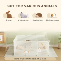 PawHut Pet Playpen DIY Small Animal Cage Open Enclosure Portable Plastic Fence 12 Panels for Hedgehog Guinea Pig White(m-5)
