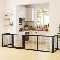 PawHut Barrière de sécurité pour chien barrière pliable à 6 panneaux avec pieds amovibles 432 x 36 x 70 cm noir(m-2)