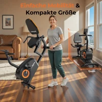 Liegeergometer, 16 Widerstandsstufen, leiser Lauf, verstellbarer Sitz, 99x51x114 cm, Schwarz(m-2)