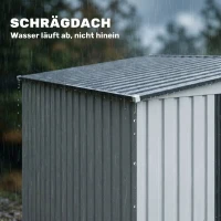 Outsunny Metall Gerätehaus 2,81m² 154x206,5x181 cm Geräteschuppen mit Pultdach Fundament(m-7)