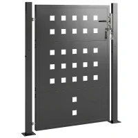 Outsunny Gartentor aus verzinktem Stahl Metall Gartentür mit Griff Schloss 3 Schlüssel abschließbar Zauntor 105x130 cm Dunkelgrau(m-1)