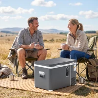 Outsunny Nevera Portátil Eléctrica con Compresor 35L Doble Zona Control App Luz LED Pantalla para Coche y Camping Negro(m-9)