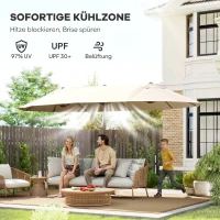 Outsunny XXL Sonnenschirm mit Handkurbel wetterbeständig 455 cm x 270 cm x 240 cm Stahl Polyester Beige(m-6)