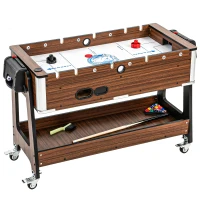 SPORTNOW 3-in-1 Multi Spieltisch drehbar Multifunktionstisch mit Billardtisch Tischfußball Airhockey Ablagefach(m-1)