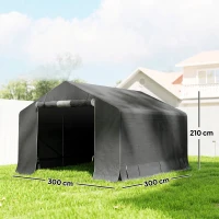 Outsunny Tragbarer Gartenschuppen, Fahrradzelt, Rolltür mit Reißverschluss, Metallrahmen, vielseitige Aufbewahrung, Dunkelgrau(m-3)