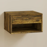HOMCOM Set of Two Floating Bedside Tables - Rustic Brown(m-10)