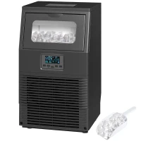 HOMCOM Kommerzielle 30 kg/24H Freistehender Eiswürfelmaschine mit 4 kg Speicher, Selbstreinigung, Timer Stahl Schwarz(m-11)