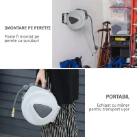 DURHAND Derulator Automat pentru Furtun Da Perete Profesional, Conector Ø1/4''furtun 15m(m-7)
