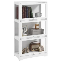 HOMCOM 3-stufige Vitrine für Sammlungen mit aufklappbaren Acryltüren für Figuren, 59x30x106 cm, Weiß(m-8)
