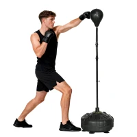 SPORTNOW Punching Ball de Podea cu Bază Reumplută și Ventuze, Înălțime Reglabilă 145-180 cm, Negru(m-11)