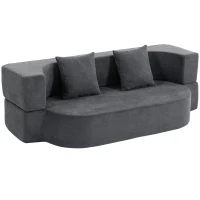HOMCOM Schlafsofa, Bodensofa ohne Gestell mit dickem, hochdichtem Schaumstoff, breitem und tiefem Sitz, dunkelgrau(m-1)