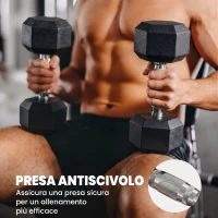 HOMCOM Set di Manubri Palestra, 2x8 kg, con Impugnatura Antiscivolo, Allenamento Forza Fitness Casa, Nero(m-5)