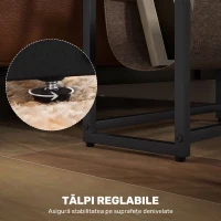 HOMCOM Măsuță De Living Îngustă cu 2 Rafturi, Suport Reviste V, PAL Oțel, 43x18x56 cm, Maro Rustic(m-6)