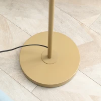 HOMCOM Lampadar cu Abajur din In și Dulie E27, In și Oțel, 25,5x25,5x157 cm, Auriu(m-8)