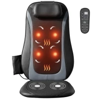 HOMCOM Scaun de Masaj cu Încălzire, Shiatsu și Frământare pentru Spate, Vibrație pentru Șolduri și Coapse, Negru(m-11)