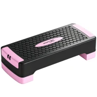 SPORTNOW Step Aerobic Reglabil pe 2 Niveluri cu 2 Benzi de Rezistență, Roz(m-1)