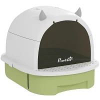 PawHut Ladă de toaletă închisă pentru pisici cu tavă detașabilă, lopățică și filtru cu cărbune activ, multicolor(m-1)