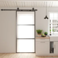 HOMCOM Ușă Glisantă Exterioară pentru Perete 91.4x203.2cm In Sticlă Mată Per Bucătărie(m-2)