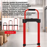 HOMCOM Carrinho de Carga Dobrável com Pega Telescópica Ajustável, 60 kg, com Rodas, para Garagem e Escritório, Vermelho(m-7)