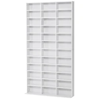 HOMCOM Bibliotecă pentru CD-uri din lemn cu 3 coloane și 12 rafturi reglabile, 102x23,5x195 cm, alb(m-12)