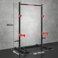 SPORTNOW Power Tower Multifonction Charge 500 kg Largeur Réglable, Barre de Traction, Rack de Squat, 176x106x212cm, Rouge(m-3)