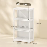 HOMCOM Vitrină expozitoare pentru colecții cu 3 niveluri cu uși rabatabile din acrilic pentru figurine 59x30x106 cm Alb(m-3)