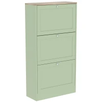 HOMCOM Schuhschrank im modernen Stil, 3 klappbare Fächer, 18 Paar Schuhe, 60 x 23,5 x 115 cm, Grün(m-1)
