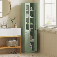 HOMCOM Mobile Bagno Alto a 6 Ripiani con Ripiano Regolabile, Verde Salvia(m-2)