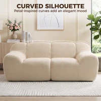 HOMCOM Canapé 2 Places en Chenille, Canapé de Salon 174cm, Assise et Accoudoirs Larges Rembourrés, Entièrement Compressé, Beige(m-8)
