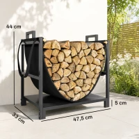 Outsunny Kaminholzregal 47,5 x 33 x 44cm erhöhtes Brennholzregal mit Canvas-Tragetasche bis 50 kg Indoor Outdoor(m-3)