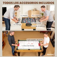SPORTNOW Mesa Multijuegos 13 en 1 con Futbolín Billar Ping-pong Hockey Ajedrez Damas Backgammon y Accesorios(m-6)