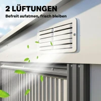 Outsunny Metall Gerätehaus 2,81m² 154x206,5x181 cm Geräteschuppen mit Pultdach Fundament(m-8)