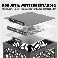 Outsunny aminholzregal 38 x 38 x 112cm erhöhtes Brennholzregal mit 4 Haken Dekorative Aussparungen bis 100 kg Stahl(m-7)