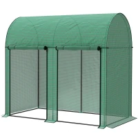 Outsunny Estufa Pequena Estufa de Exterior com Porta Dupla com Fecho de Correr e Cobertura de PE 200x100x178 cm Verde(m-11)