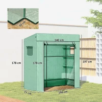 Outsunny Tomatengewächshaus Foliengewächshaus mit Rolltor Mesh-Fenster Schrägdach 196 x 77 x 197 cm Grün(m-3)