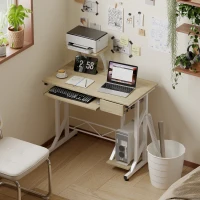 HOMCOM Mesa de Escritorio Mesa de Estudio con Bandeja de Teclado y Cajón Mesa de Ordenador para Despacho 90x50x100 cm Roble(m-8)